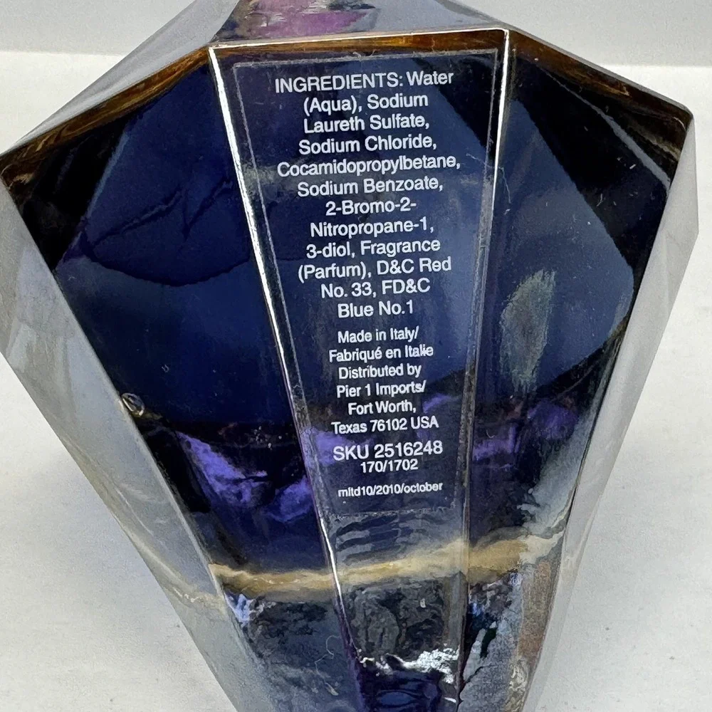 Vintage Pier 1 Imports Bath Foam Made in‎ Italy Purple Glass Bottle Discontinued
